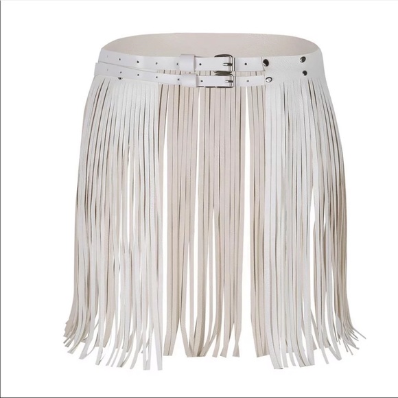 Accessories White Leather Fringe Belt Poshmark